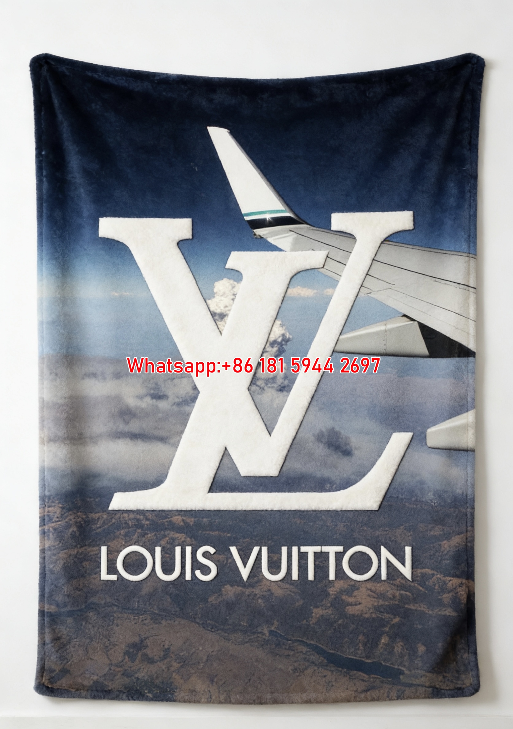 Luxury LV Airplane View Flannel Sofa Throw Blanket 456
